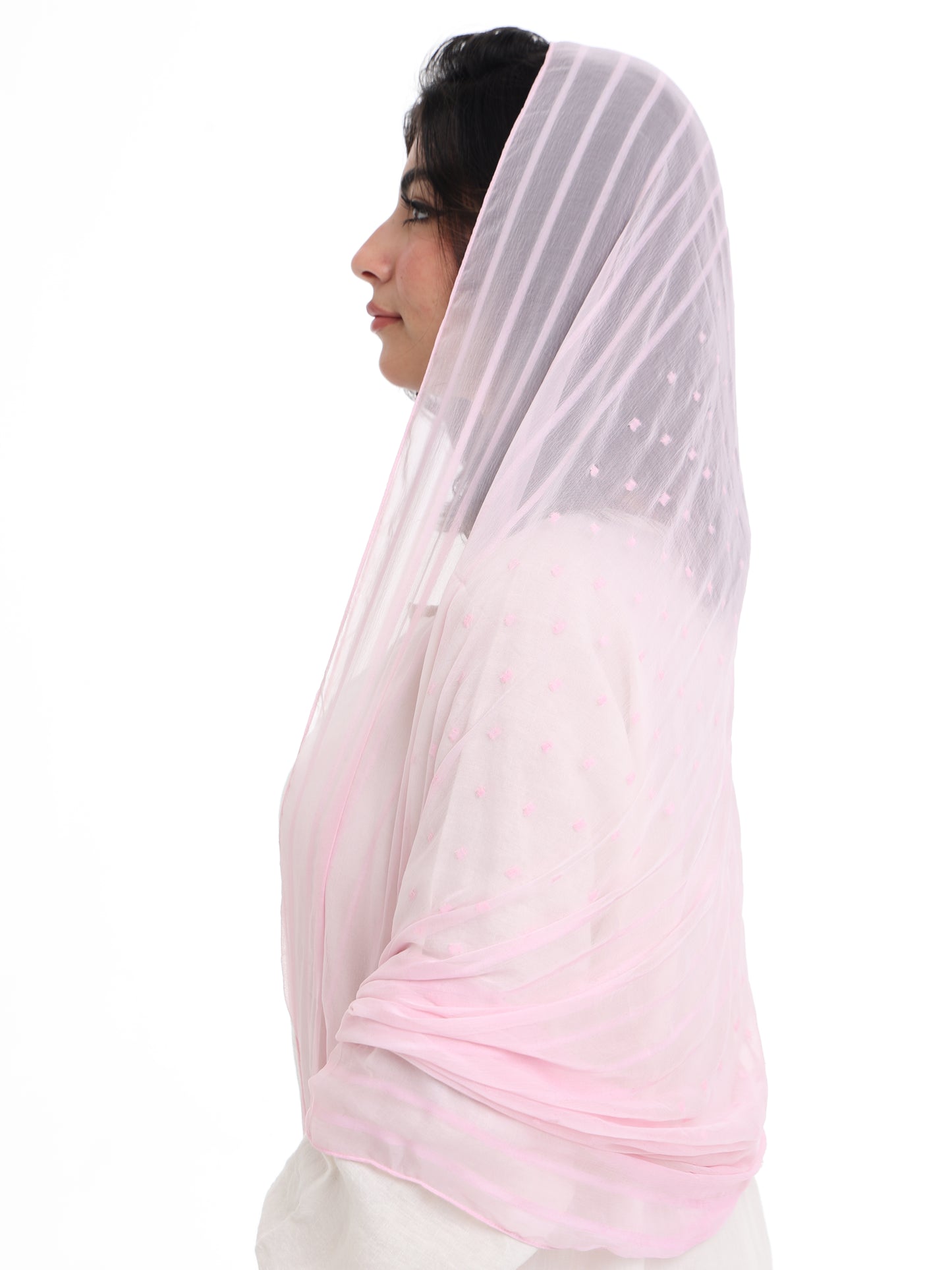 LN01_02 شيله مطرزة وردية عريضة - شيلة من شيله Shailah.ae