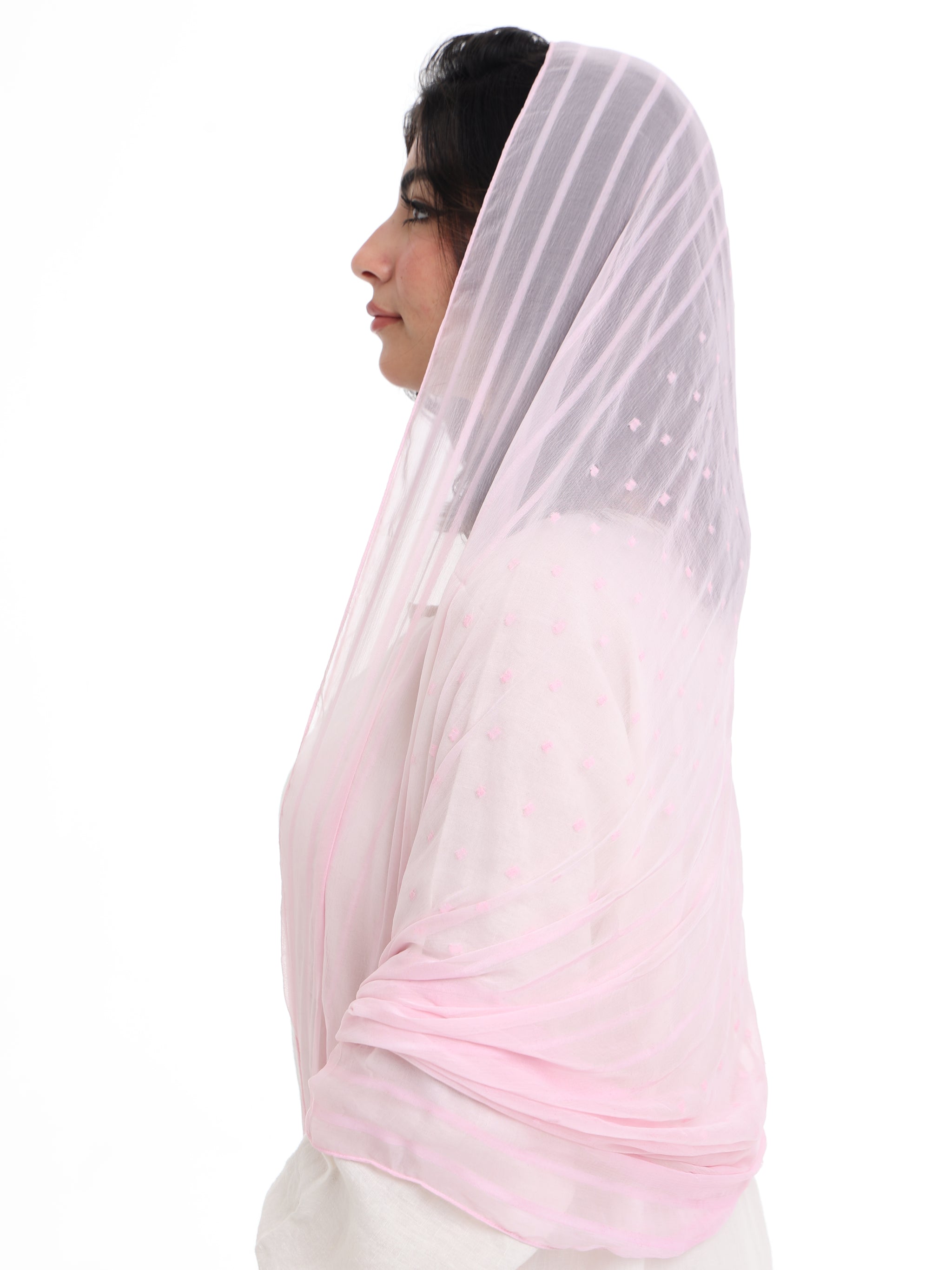 LN01_02 شيله مطرزة وردية عريضة - شيلة من شيله Shailah.ae