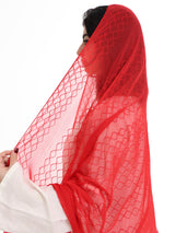 WG1_01 شيله مطرزة حمراء عريضة - شيلة من شيله Shailah.ae