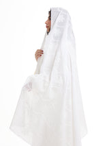 TR1_02 شيله مطرزة بيضاء عريضة - شيلة من شيله Shailah.ae