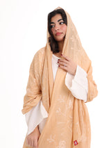 TR1_14 شيله مطرزة بيج عريضة - شيلة من شيله Shailah.ae