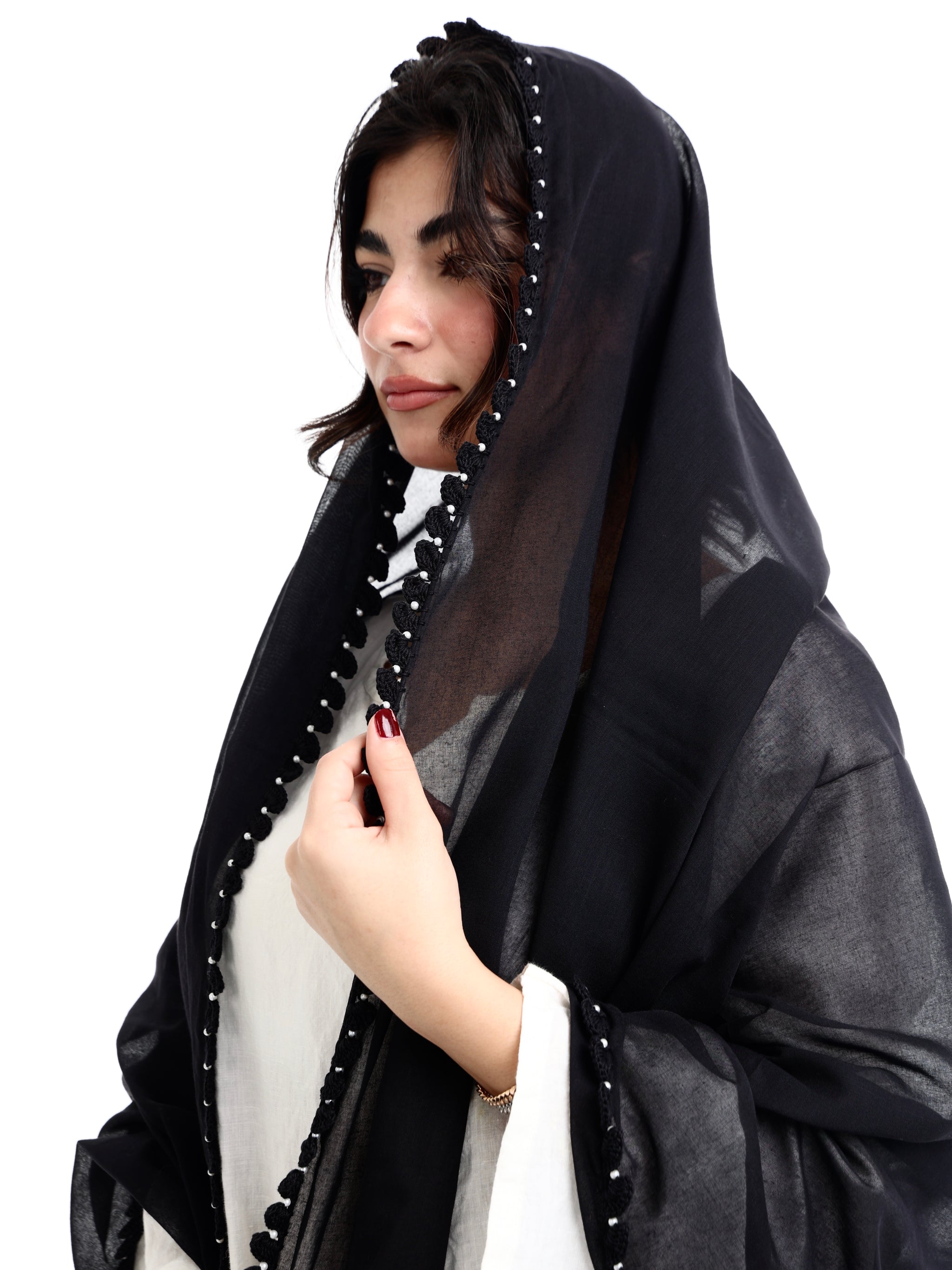 KS2-14 شيلة كروشيه يدوي سوداء