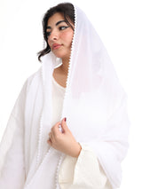 KS2-10  شيلة كروشيه يدوي بيضاء - شيلة من شيله Shailah.ae