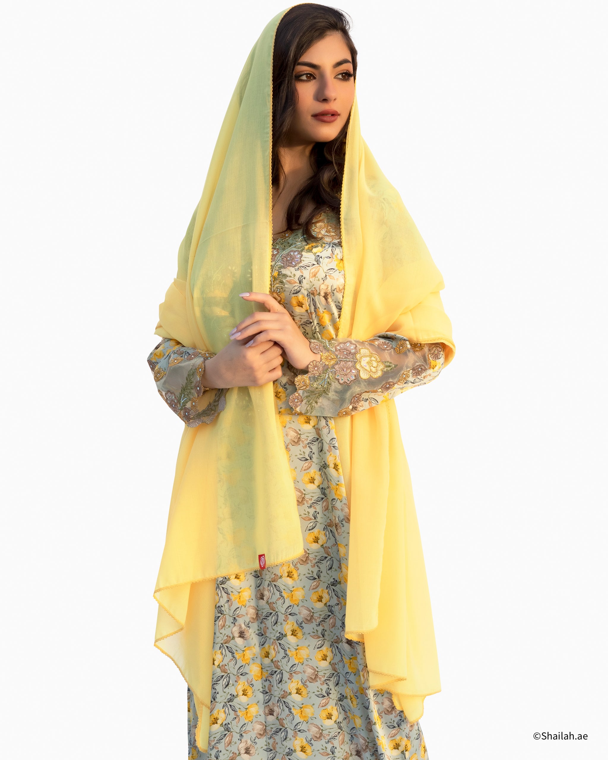 SD5-134  شيلة بيت سادة صفرة عريضة بخامة الويل الجديدة - شيلة من شيله Shailah.ae