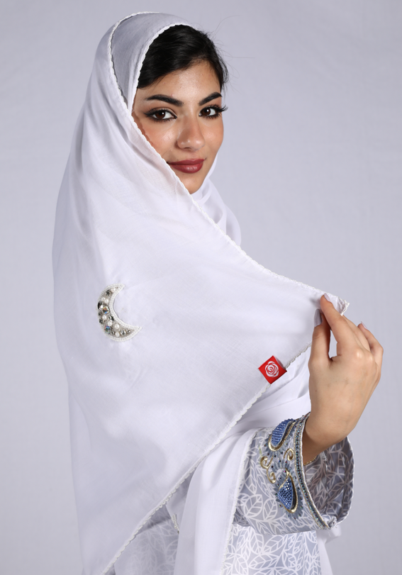 DK2-12 شيلة ويل عريضة بيضة بشغل هلال يدوي منثرات - شيلة من شيله Shailah.ae