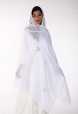 DK1-144 شيلة منثرات نجوم السماء - أبيض عريضة - شيلة من شيله Shailah.ae
